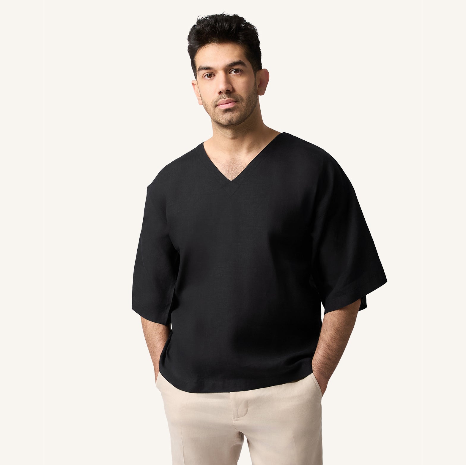 Obsidian Black Linen T-Shirt