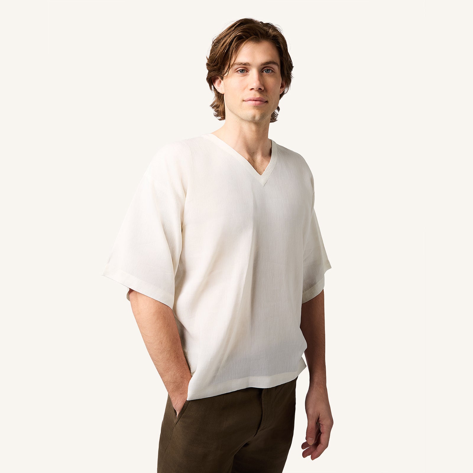 Ivory Ash Linen T-Shirt