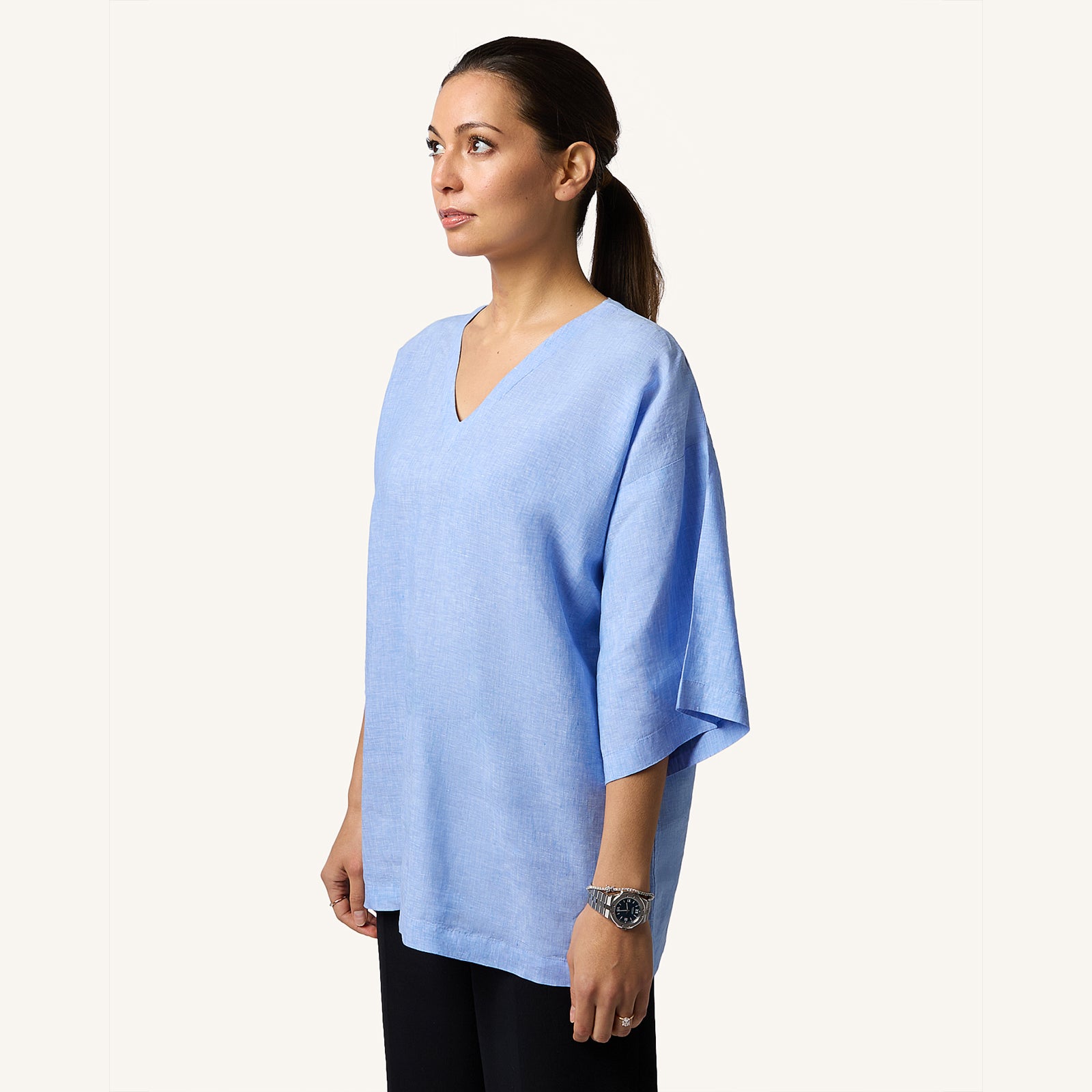 Woman's Stillwater Lilac Linen T-Shirt 34