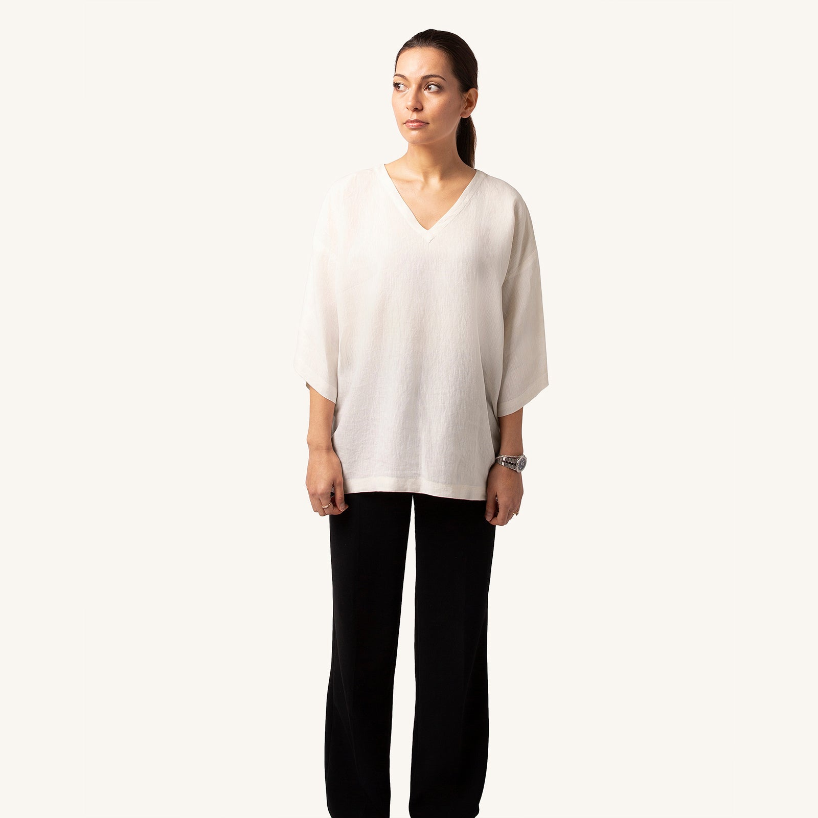 Woman's Ivory Ash Linen T-Shirt