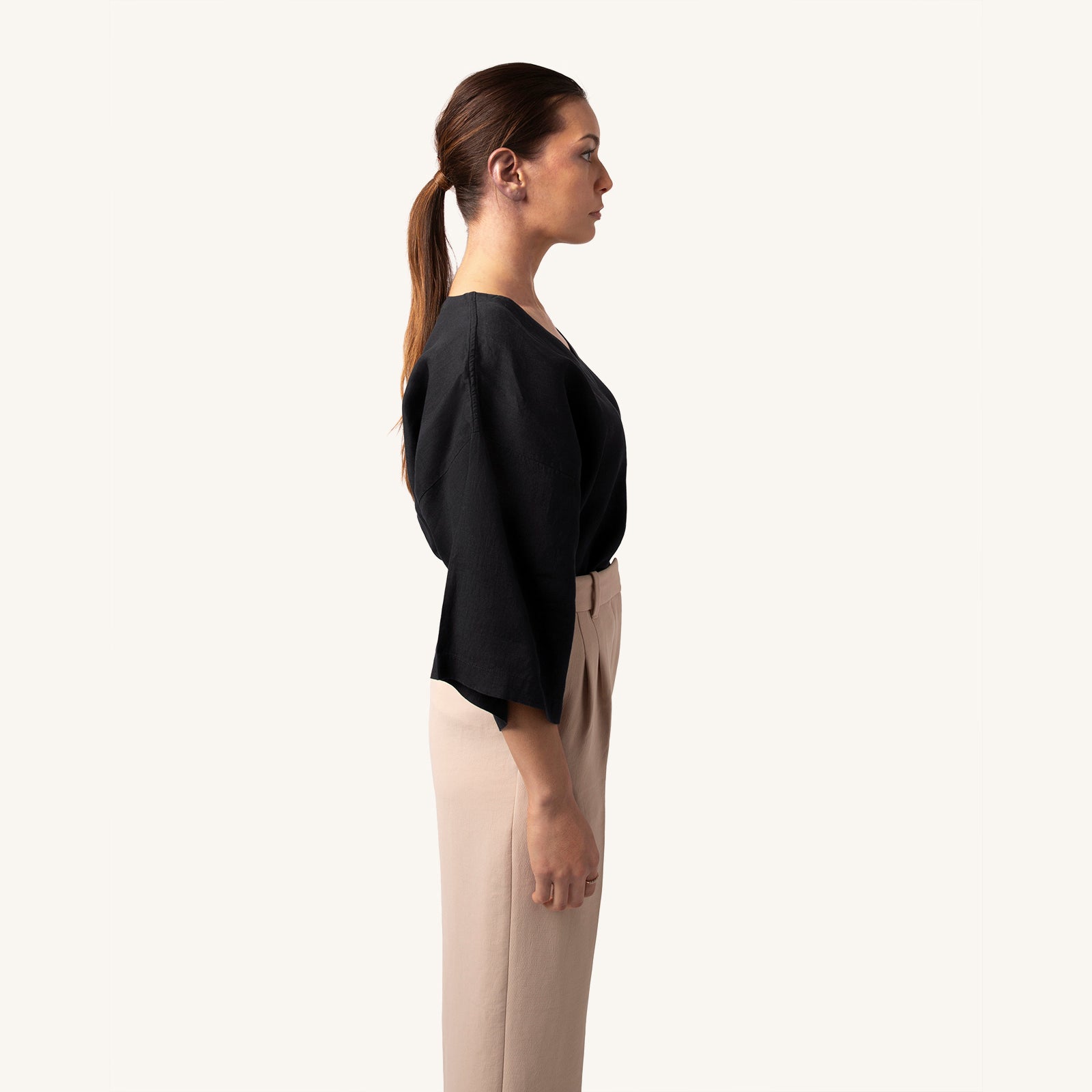 Woman's Obsidian Black Linen T-Shirt