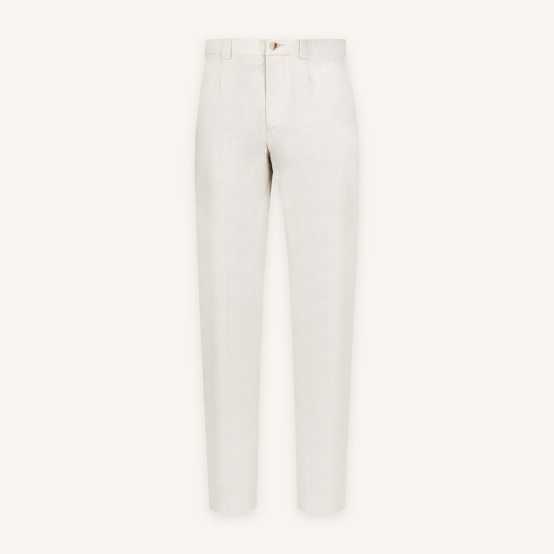 Light-Sand Wool-Silk Trousers