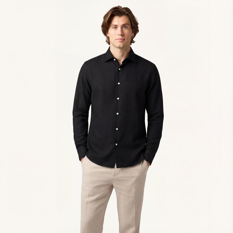 Obsidian Black Wool Shirt
